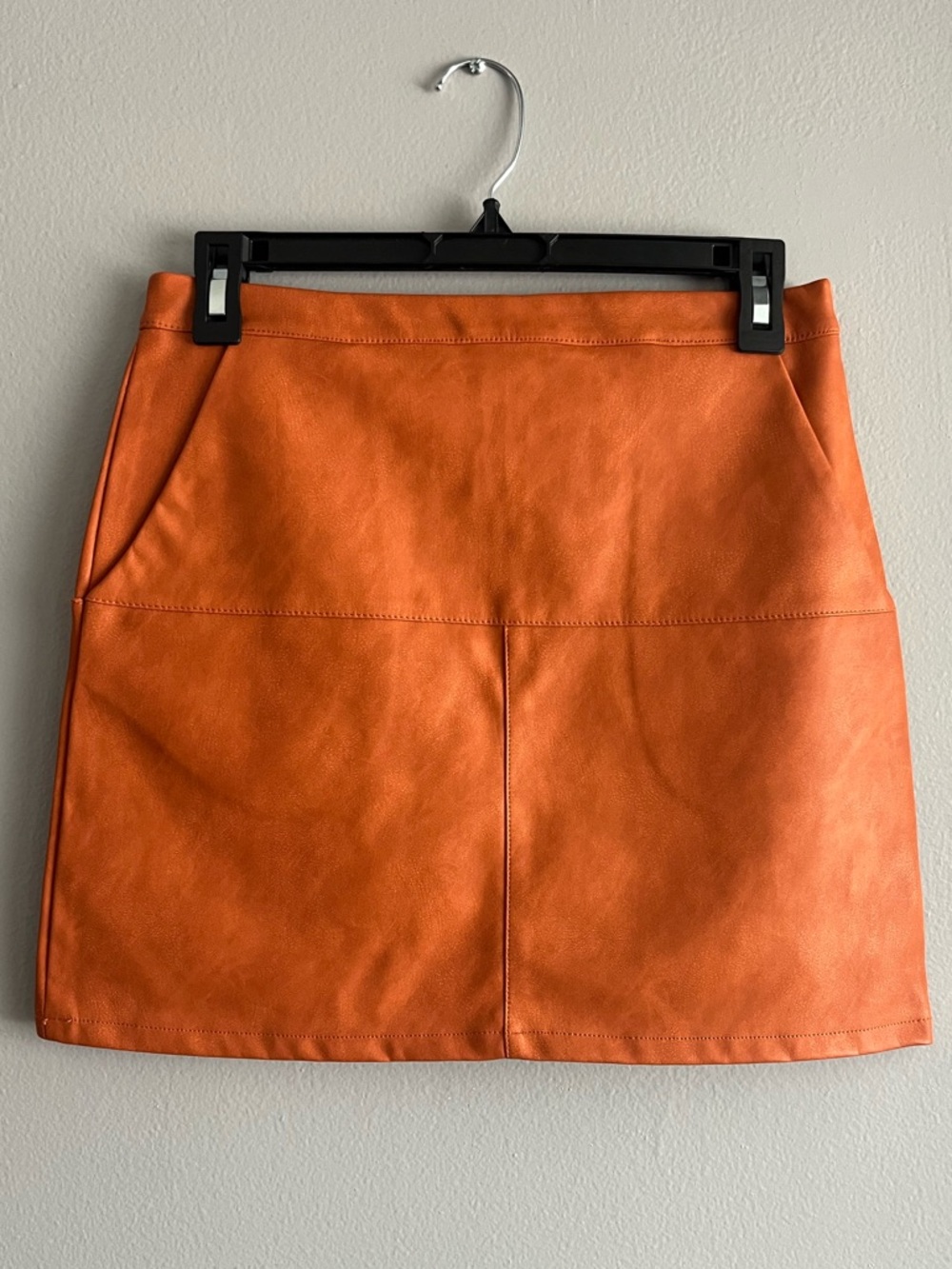 Shinestar Burnt Orange Faux Leather Mini Skirt